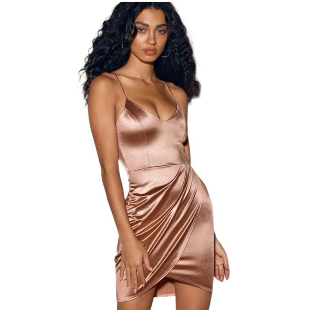 Lulu's Shimmering Rose Satin Dress